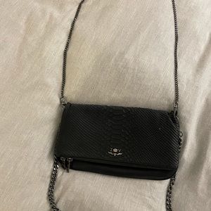 Zadig and Voltaire black snakeskin rock savage bag